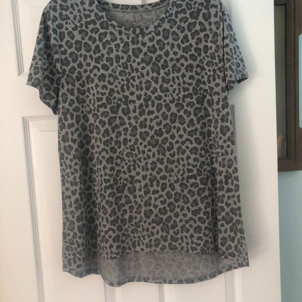 ZOE & LIV ANIMAL PRINT TEE SHIRT SIZE XXL